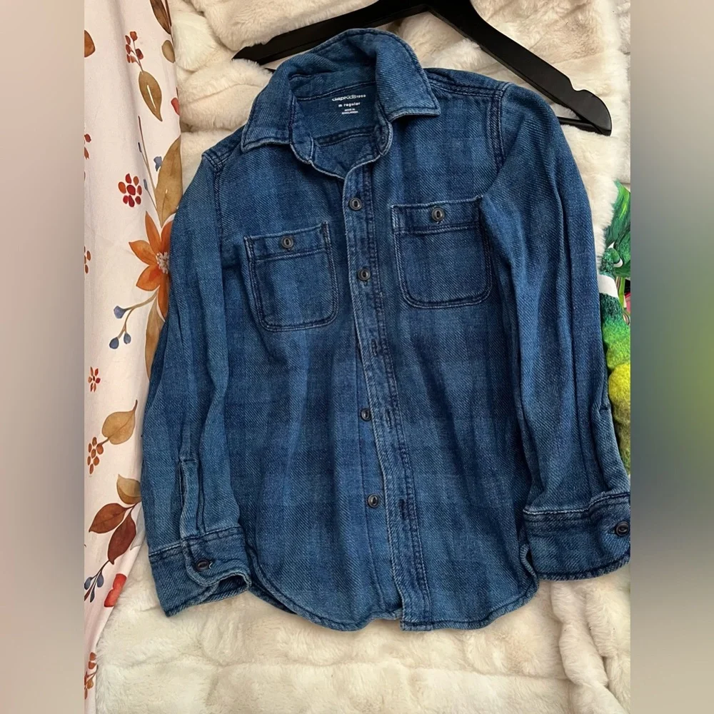 Gap 1969 Kids Unisex M  Woven Chambray Button Down Denim Spring Midwest Shirt